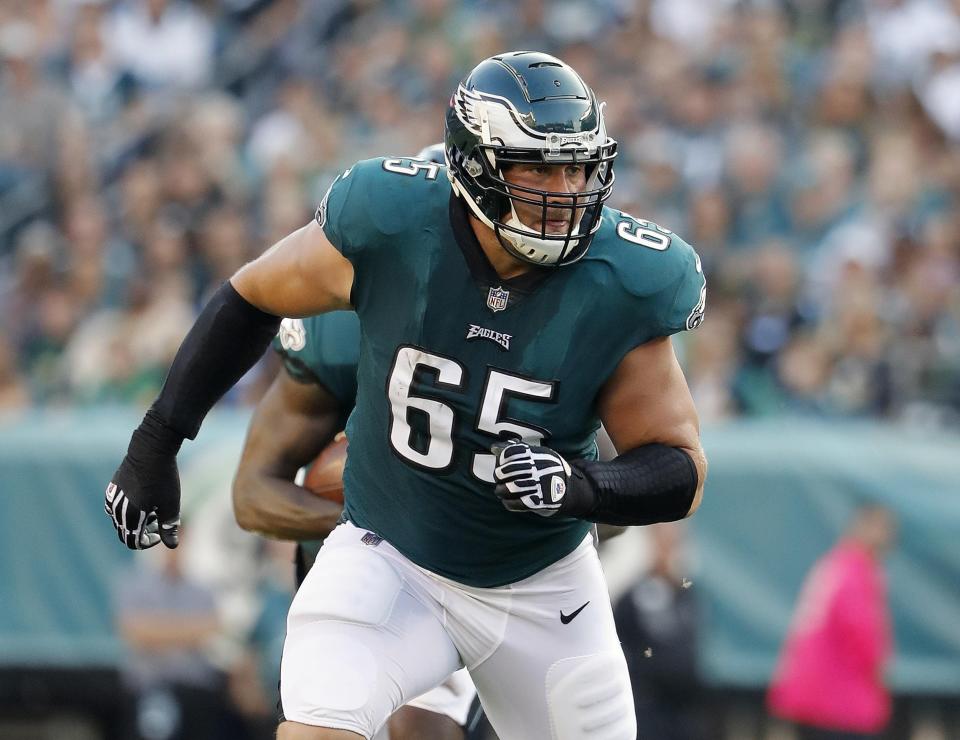 File - The Philadelphia Eagles' Lane Johnson is among the nominees for work he has done with the Bucks County-based Travis Manion Foundation and others.