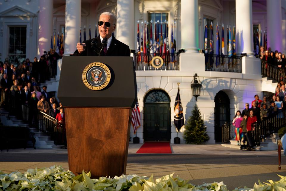 President Joe Biden speaks during a bill signing ceremony for the Respect for Marriage Act on Dec. 13, 2022.