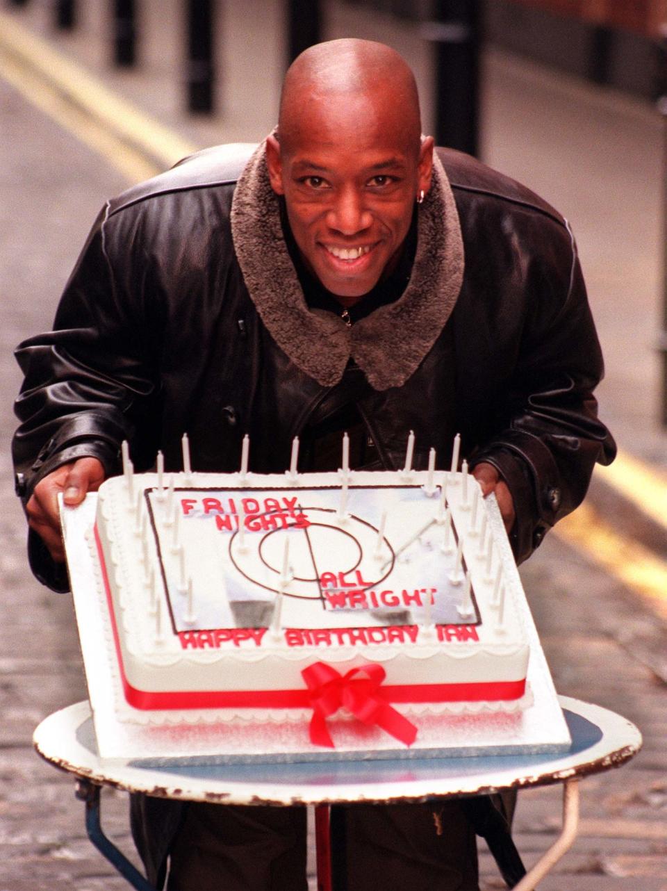 West Ham and England striker Ian Wright in London today (Monday) to launch his new television chat show Friday Night's All Wright.  The ten-part series begins on ITV on 13th November.  Photo by Matthew Fearn/PA