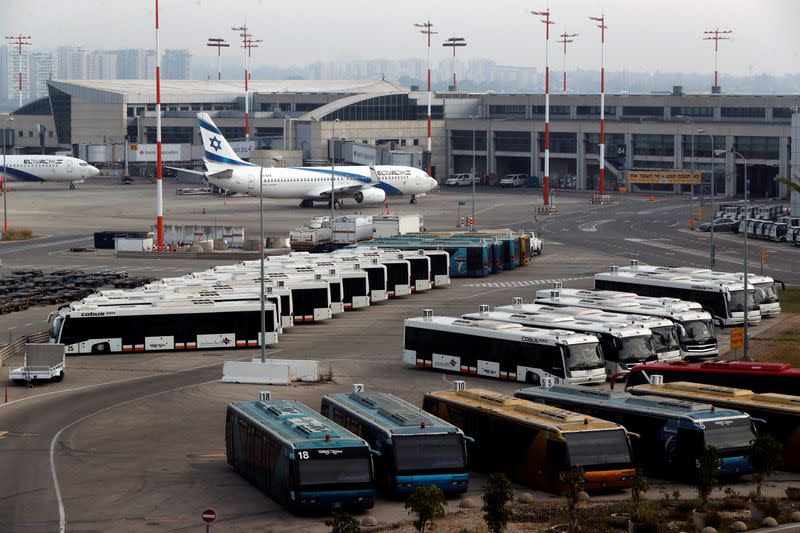 An Israeli flag carrier El Al Airlines plane is seen on the tarmac at Ben Gurion International Airport, in Lod, near Tel Aviv, Israel