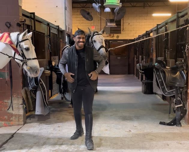 Medieval Times worker Purnell Thompson at the stables in his castle in Lyndhurst, New Jersey. Thompson is one of the workers trying to form a union. (Photo: Courtesy Purnell Thompson)