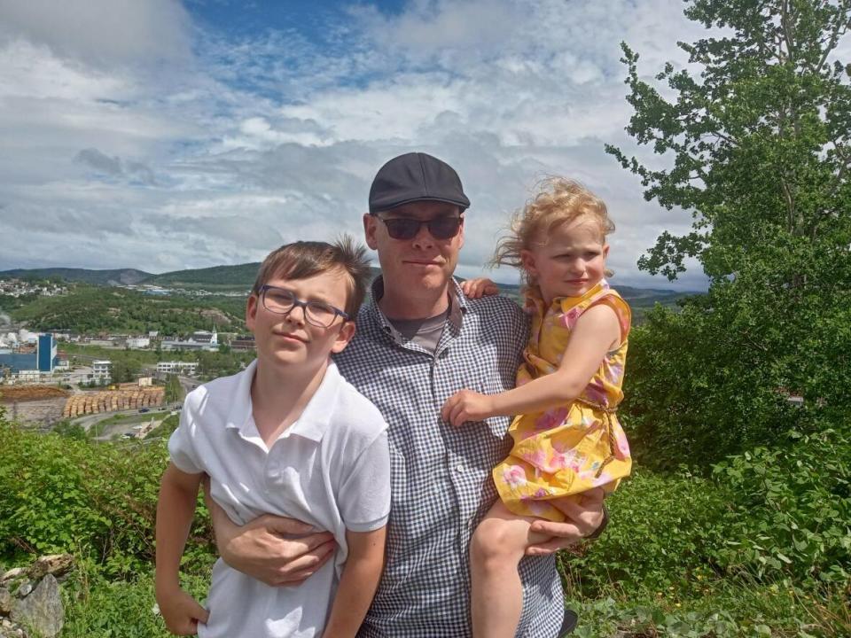 Robert King, seen here with his children, says the housing situation in Corner Brook has become very tight.  (Submitted by Robert King - image credit)