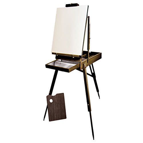 KINGART French Sketchbox Easel W/ Metal Draw Liner, Espresso Finish