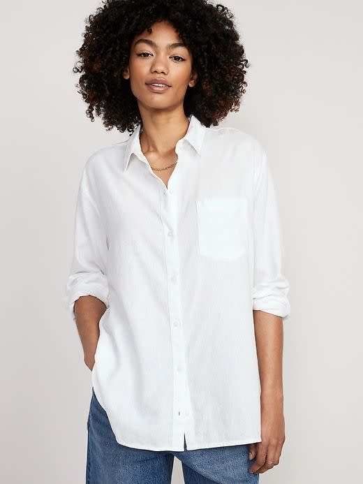Old Navy Linen-Blend Boyfriend Shirt for Women
