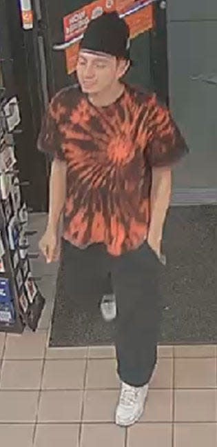 A security camera image shows an unknown man suspected of shooting a customer at the gas pumps of a Circle K store at 1135 Joe Battle Blvd.  at Rojas Drive in far east El Paso on April 15, 2024.