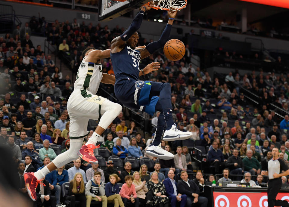 Minnesota's Robert Covington may be the most likely player of consequence to be traded by Thursday afternoon. (Hannah Foslien/Getty Images)