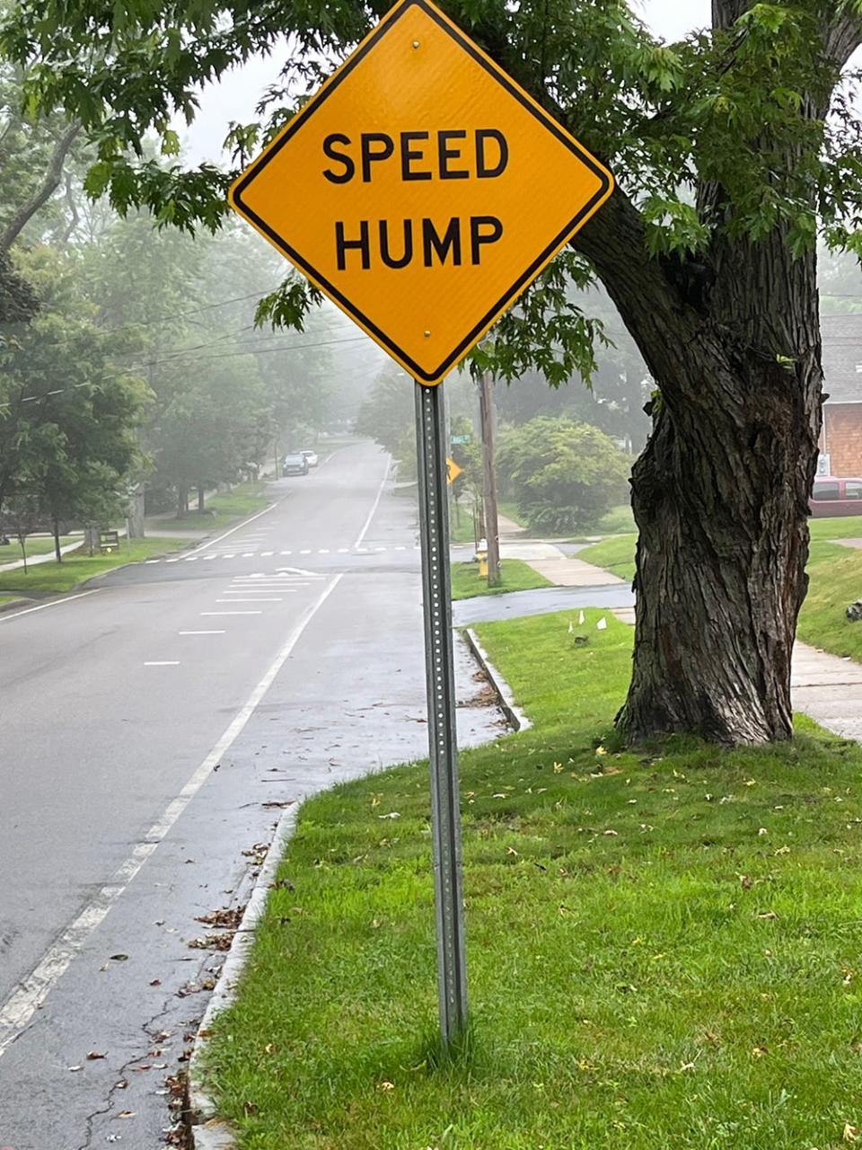 Portsmouth has taken measures to curb speeding on Aldrich Road, seen Monday, July 10, 2023, and is scheduled to add more speed humps this fall.