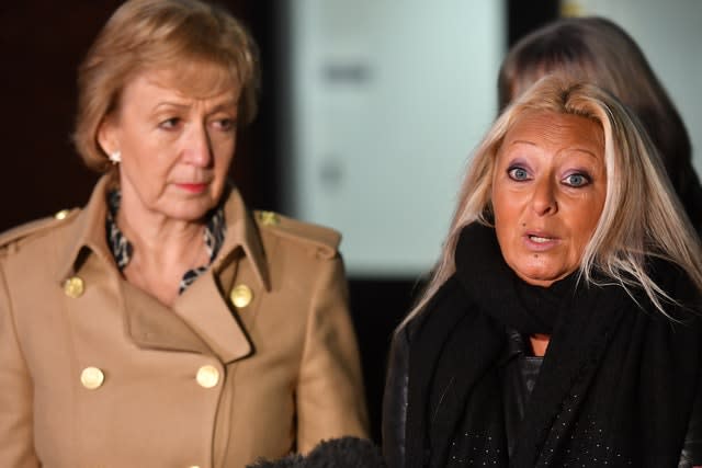 Ms Leadsom with Harry's mother Charlotte Charles (Jacob King/PA Wire)