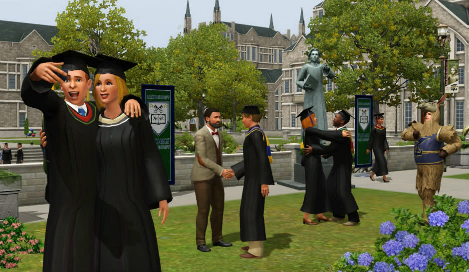 A screenshot of The Sims 3 University Life DLC