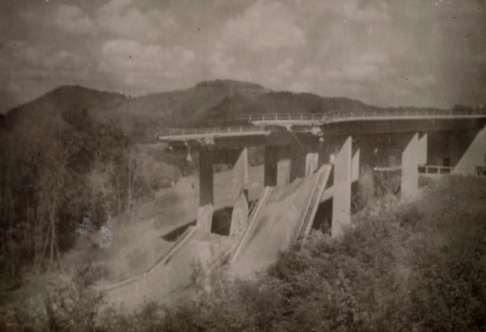 A section of the Autobahn in Germany destroyed. Larry Simon said then Gen. Dwight D. Eisenhower came up with the idea for the U.S. highway system after witnessing the famous German highway.