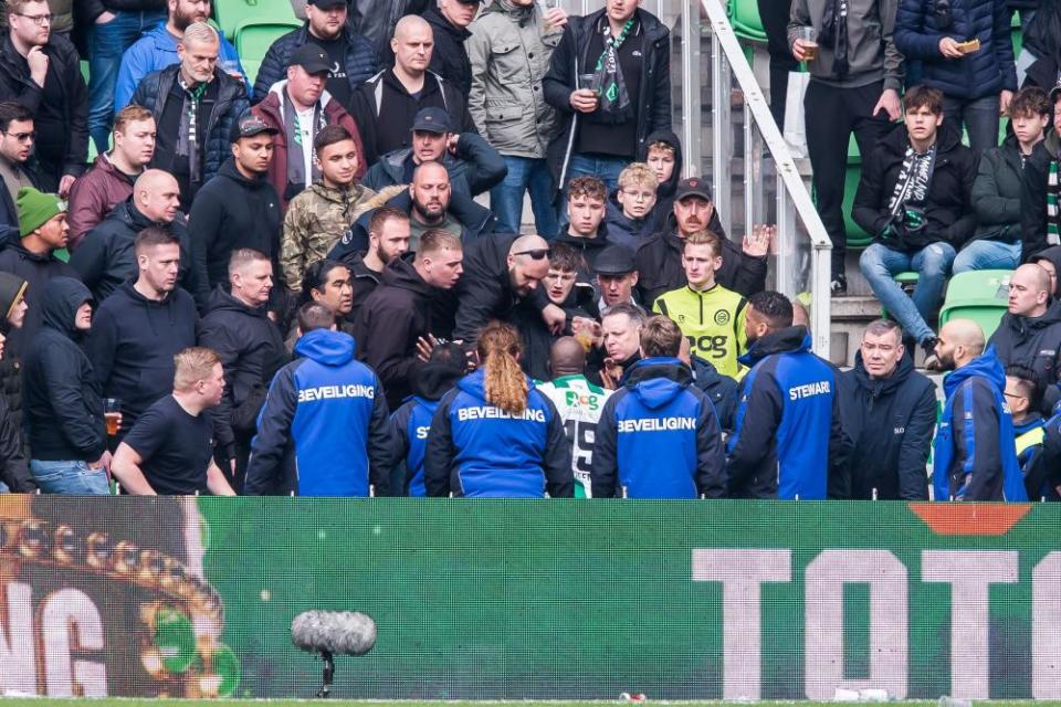 Jetro Willems in with Groningen fans.