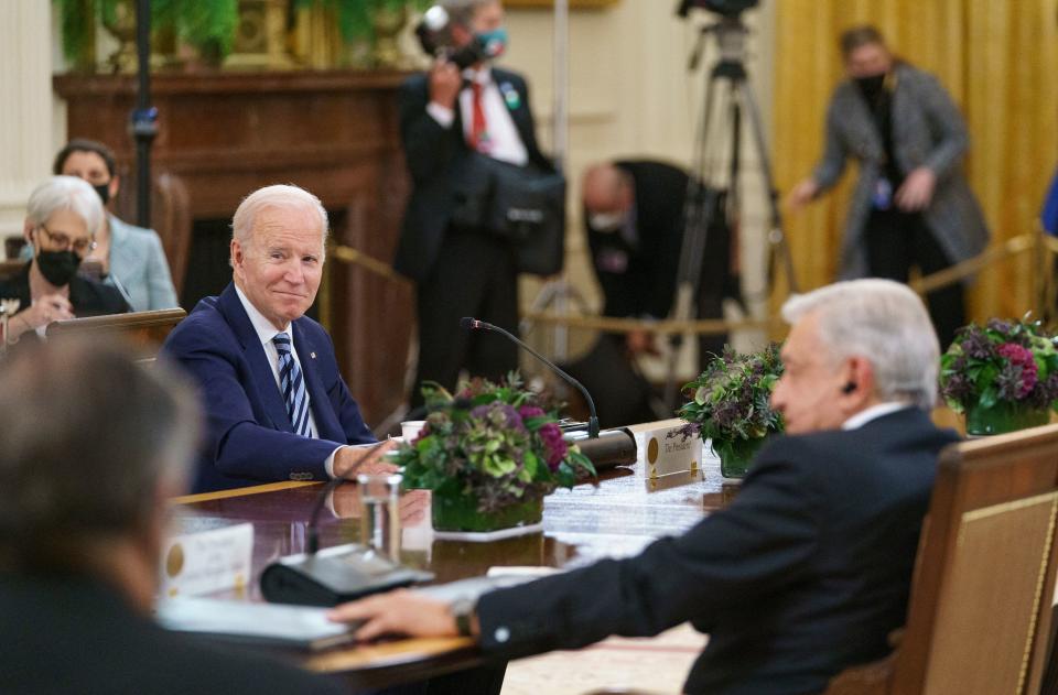 Reunión entre AMLO y Biden el año pasado. (MANDEL NGAN/AFP via Getty Images)