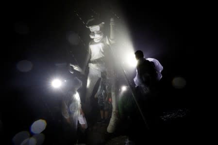 Anti-government protesters setup the "Statue of Lady Liberty Hong Kong" on the iconic Lion Rock in Hong Kong