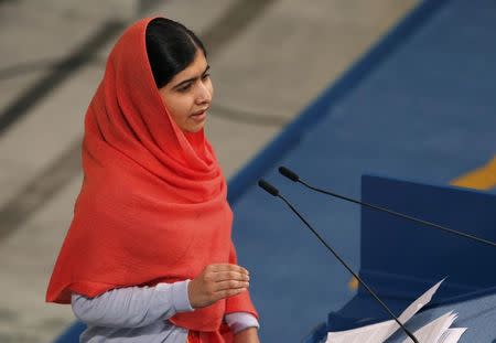 Nobel Peace Prize laureate Malala Yousafzai delivers her speech during the Nobel Peace Prize awards ceremony at the City Hall in Oslo December 10, 2014. REUTERS/Suzanne Plunkett