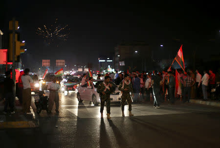 Kurds celebrate to show their support for the independence referendum in Erbil, Iraq September 25, 2017. REUTERS/Ahmed Jadallah