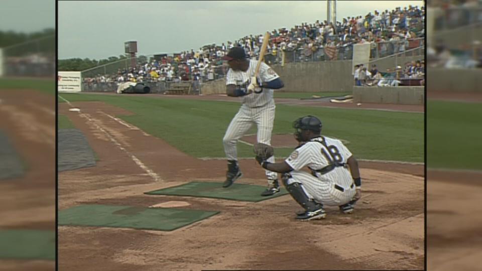 A crowd looks on as a young David Ortiz hits homer after homer.