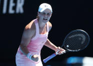 Tennis - Australian Open - Fourth Round - Melbourne Park, Melbourne, Australia, January 20, 2019. Australia's Ashleigh Barty celebrates during the match against Russia's Maria Sharapova. REUTERS/Lucy Nicholson