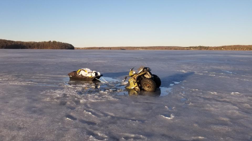 Tafton Dive/Rescue recovered this ATV which had broken through the ice on Lake Wallenpaupack in March 2021 near Spinnler Point/Lynndale. Both of the people riding on it escaped safely.