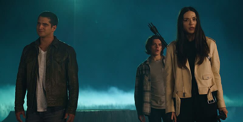 teen wolf the movie tyler posey as scott mccall, vince mattis as eli hale and crystal reed as allison argent in teen wolf the movie streaming on paramount photo curtis bonds bakermtv entertainment ©2022 paramount global all rights reserved