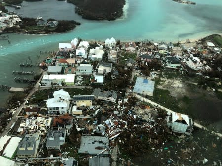 Aerial view shows devastation after hurricane Dorian hit the Abaco Islands in the Bahamas