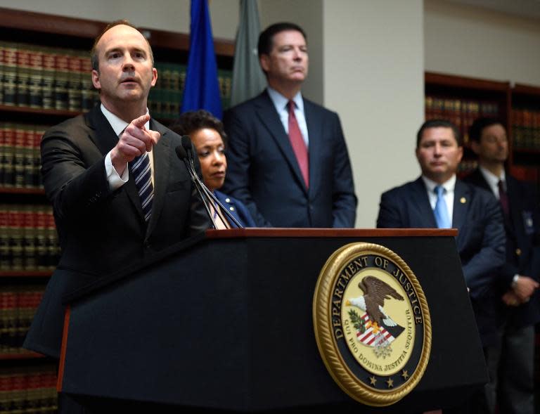 Acting US attorney for the Eastern district of New York Kelly Currie, speaks during the announcement of charges against FIFA officials at a news conference on May 27, 2015 in New York