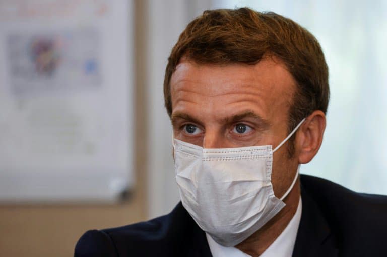 Le président Emmanuel Macron, le 23 octobre 2020 à Pontoise (Val d'Oise) - Ludovic MARIN © 2019 AFP