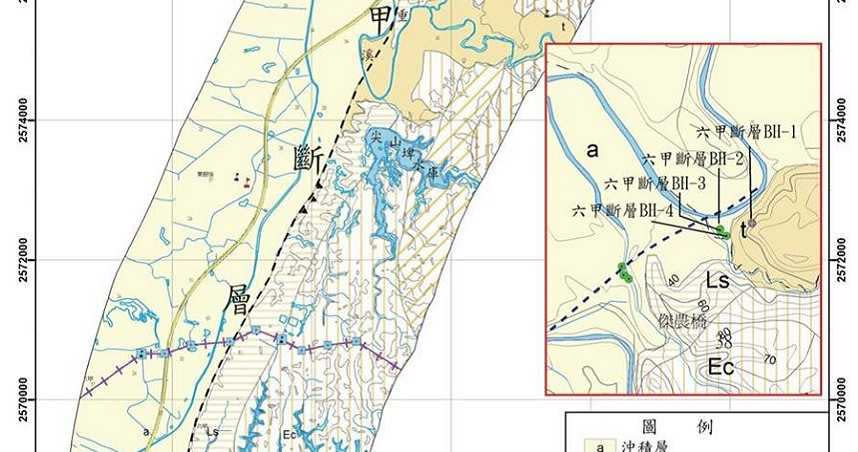 台南東山17日連三震，學者表示，震央就在六甲斷層附近，最近要注意六甲斷層的活動。（圖／翻攝中央地質調查所）