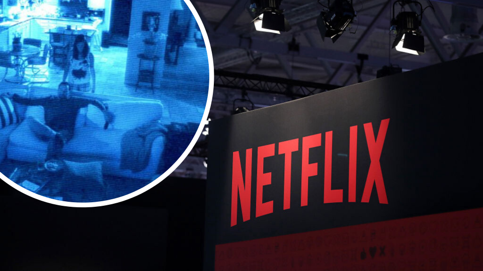 Pictured: Netflix logo, scene from Paranormal Activity 2. Images: Getty, Paramount Pictures