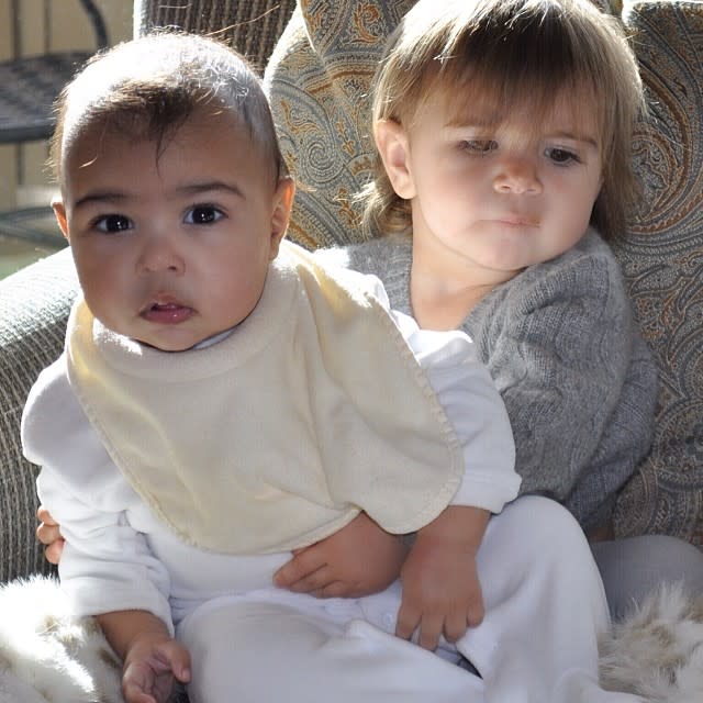 Looks like the next generation of the Kardashian clan are already getting in on the drama -- though in the most adorable way possible! In a new interview with <em>Harper's Bazaar</em>, Kourtney Kardashian dishes on both her two-year-old daughter Penelope and one-year-old North West's love for shoes. "Last night North was over and they were fighting over shoes in Penelope's closet and they were so cute," the 36-year-old mother of three shares. "By the end they were sharing and trying the shoes on each other and having so much fun. It reminds me of how Kim and I were when we were little girls." PICS: Stars Share Pics of Their Cute Kids Speaking of her childhood with Kim, Kourtney also reveals the hilarious game they used to play -- and how Kris Jenner inpired their love for all things designer. "I remember playing in my mom's closet with Kim as little girls -- we had this game we played, I was Donna Karan and she was my assistant, and I was really bossy," she recalls. "We would always hear my mom talk about designers, and she had all this designer vintage, but it wasn't vintage at the time -- a lot of Chanel -- such great clothes, shoes, jewelry. We had so much fun playing in her closet." Kourtney gushes about Kris in the new interview, specifically, that she's in awe that the momager "does it all." "She really has shown me a balance between being a mom and having a relationship -- she had such a great relationship with my dad," she says. "I think she does it all, and she's really showed me that. And she's also shown me and my sisters how to celebrate life and celebrate holidays, and she takes so much pride, she's instilled that in us." VIDEO: Kris Jenner In Tears Over Bruce's Transition -- 'These Memories Don't Exist' Last month, Kourtney revealed the first adorable picture of her son Reign Aston Disick's face, who was born on Dec. 14. Watch below!