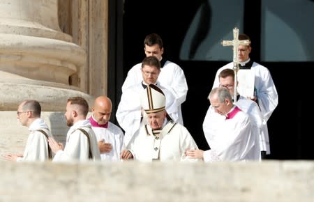 Pope Francis leads a Mass for the canonisation of five persons at the Vatican