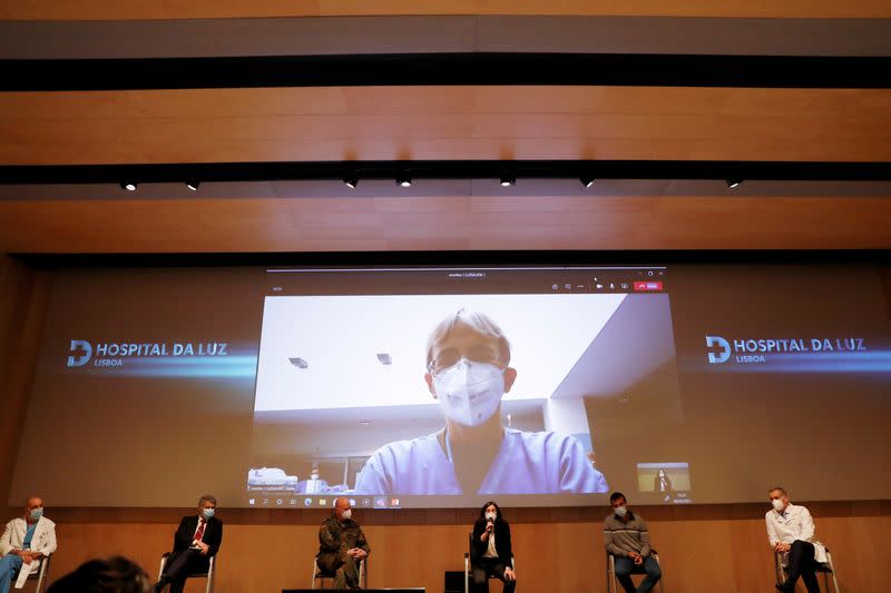 FILE PHOTO: German doctors hold a news conference at Hospital da Luz in Lisbon