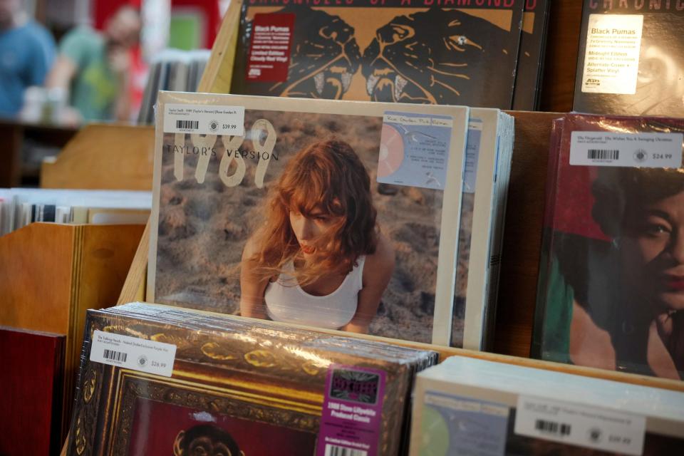 The re-recorded version of Taylor Swift's album 1989, is seen on display for sale at Plaid Room Records, Friday, Oct. 27, 2023, in Loveland, Ohio.