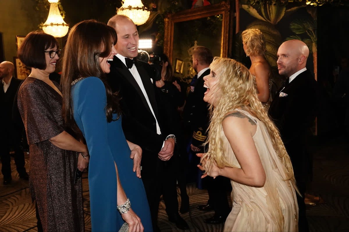 The Prince and Princess of Wales meeting Paloma Faith during the Royal Variety Performance at the Royal Albert Hall (PA)