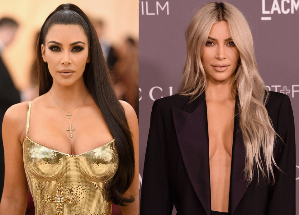 <p>Als Brünette wurde sie berühmt. Mittlerweile probiert sich Kim Kardashian aber immer wieder mit neuen Looks aus, ist Meisterin in Sachen Frisuren-Verwandlungen. Das lässt sie sich ganz schön was kosten. Bis zu 4.400 Euro sollen ihre Perücken und Extensions kosten. (Bild: Getty Images) </p>