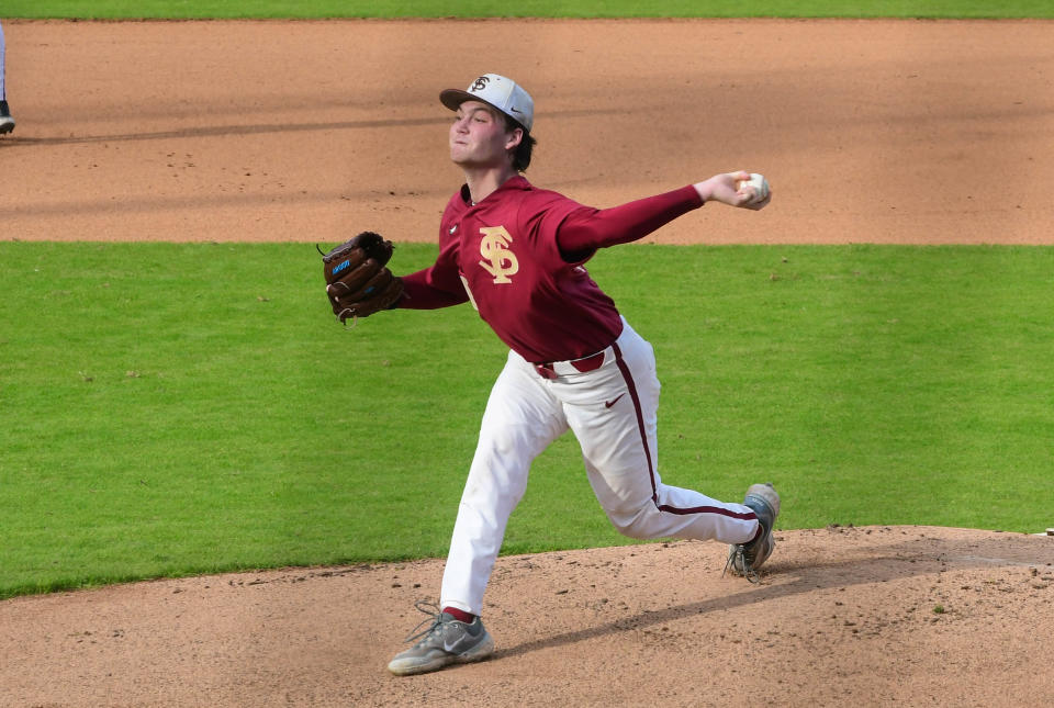 Florida State's Jamie Arnold delivers a pitch. The Seminoles' ace has an 0.52 ERA for the season.