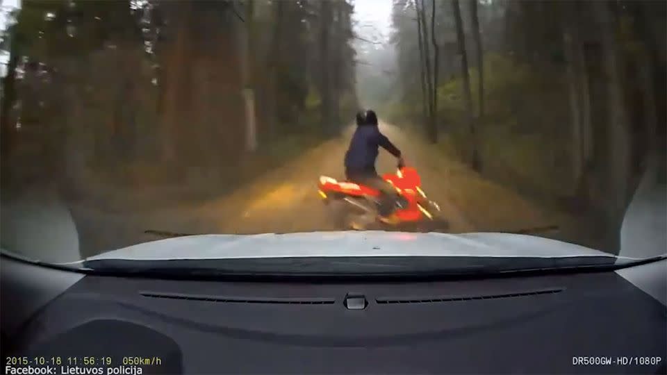 This is the horrific moment a drunk motorcyclist swerved out of control. Photo: LiveLeak