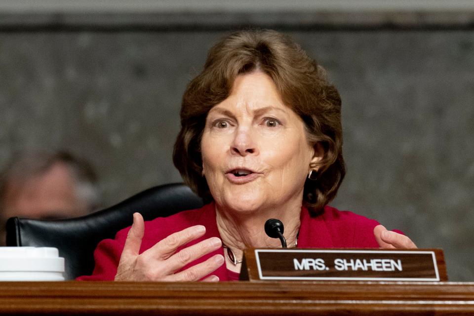 Sen. Jeanne Shaheen, D-N.H., speaks during a hearing on Capitol Hill on March 25.