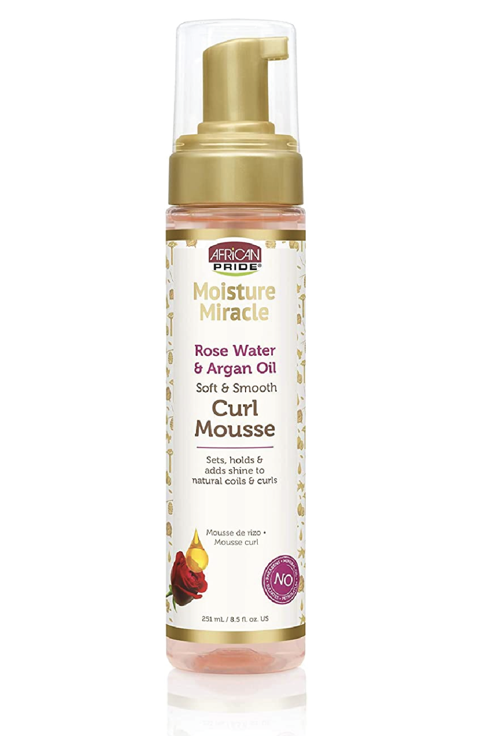 African Pride Moisture Miracle Rose Water & Argan Oil Curl Hair Mousse