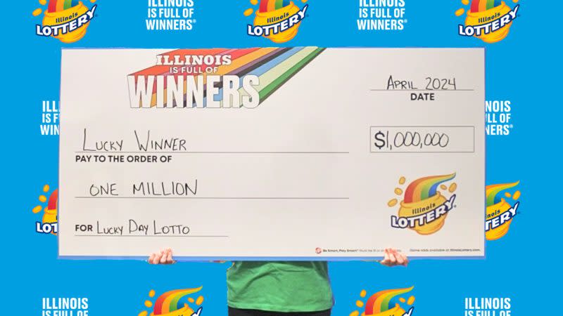 An Illinois woman poses for a picture after winning $1 million on a Lucky Day Lotto ticket. (Photo courtesy of Illinois Lottery)