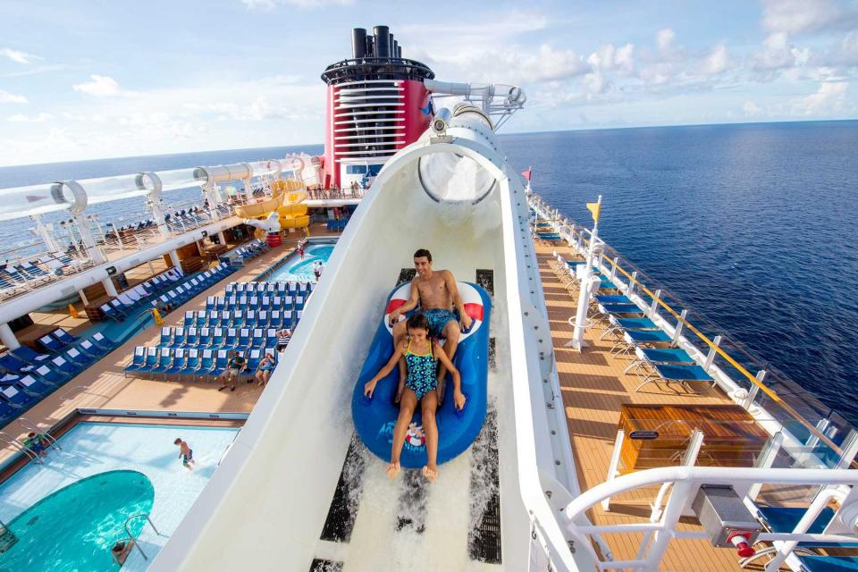 The AquaDuck slide on board a Disney cruise ship
