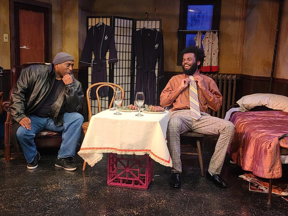 Will Bryson (as Lincoln) and Will Street (as Booth) in Detroit Repertory Theatre's production of "Topdog/Underdog," running until Dec. 17.