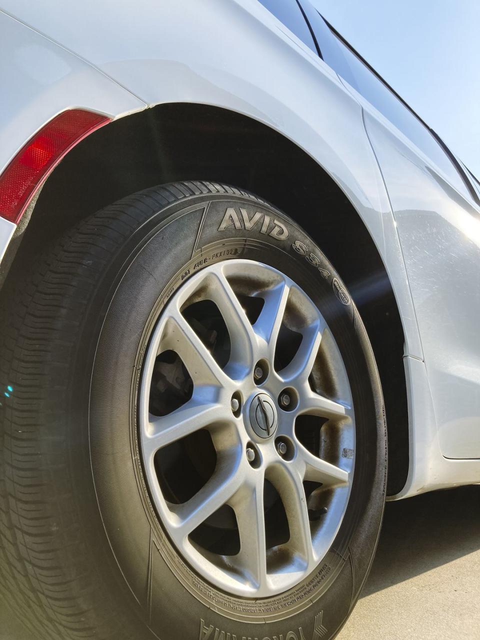 a close up of a car tire