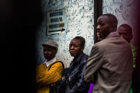 <p>Harare residents look on as an armoured personnel carrier of the Zimbabwean military stands at an intersection in Harare on Nov. 15, 2017. (Photo: AFP/Getty Images) </p>