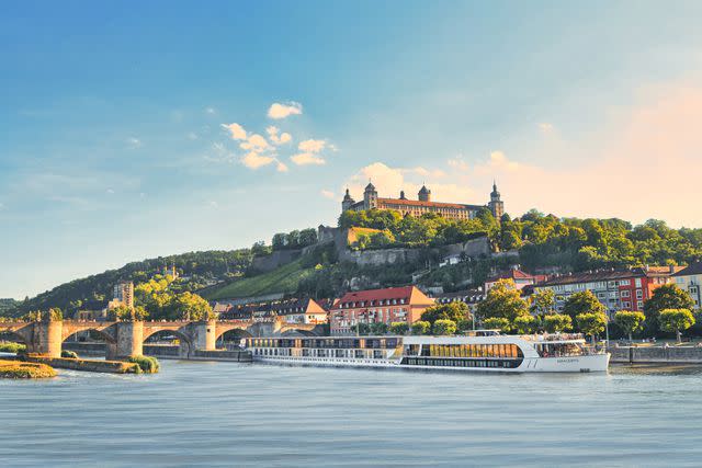 <p>Courtesy of AmaWaterways</p> AmaWaterway's AmaCerto cruise sailing through Würzburg, Germany