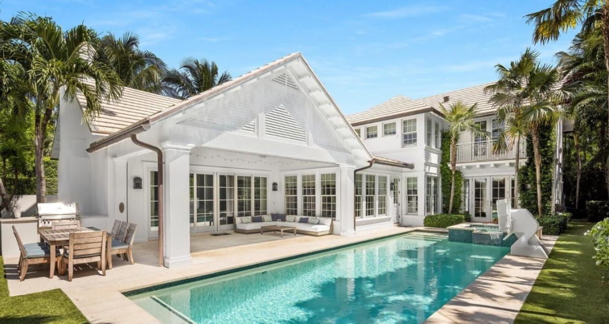 Just sold in Palm Beach for $15.25 million, a two-story house at 156 Seagate Road has an expansive loggia facing the pool. The sale price was reported Thursday in the multiple listing service.