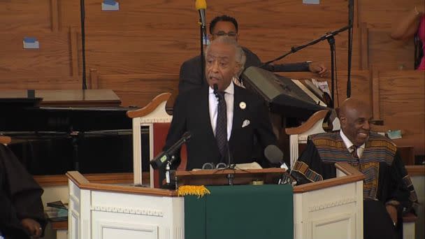 PHOTO: In this screen grab taken from a video, Rev. Al Sharpton speaks at the funeral for Brianna Grier at the West Hunter Street Baptist Church in Atlanta, Aug. 11, 2022. (WGXA)