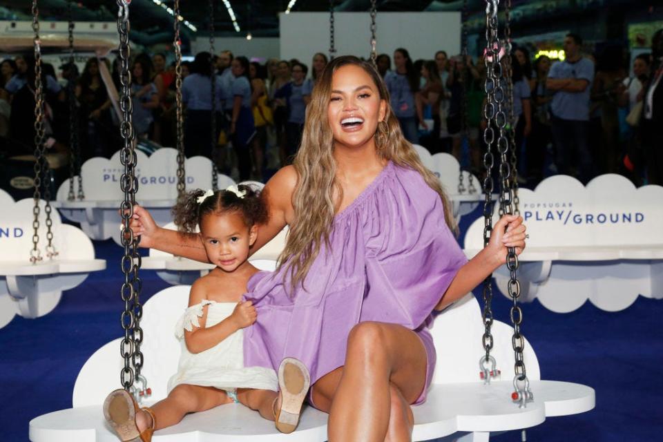 Luna Legend and Chrissy Teigen at Pier in New York City in June.