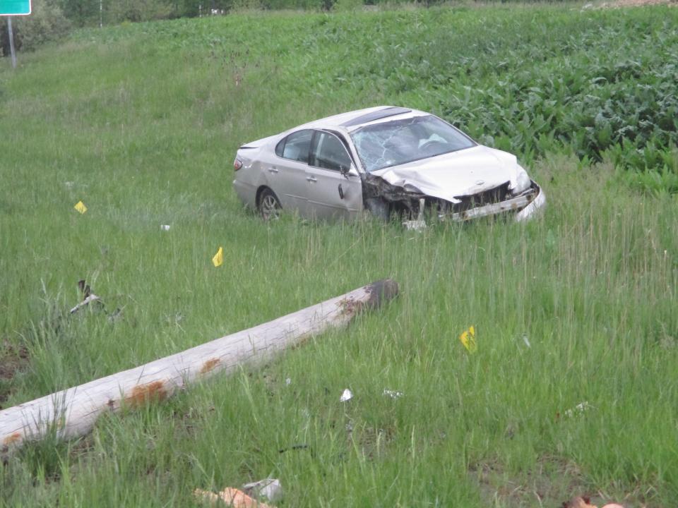 The driver of this Lexus ES suffered reported minor injuries after he said he fell asleep at the wheel and drove off the side of State Route 14 in Streetsboro and struck a utility pole Thursday morning.