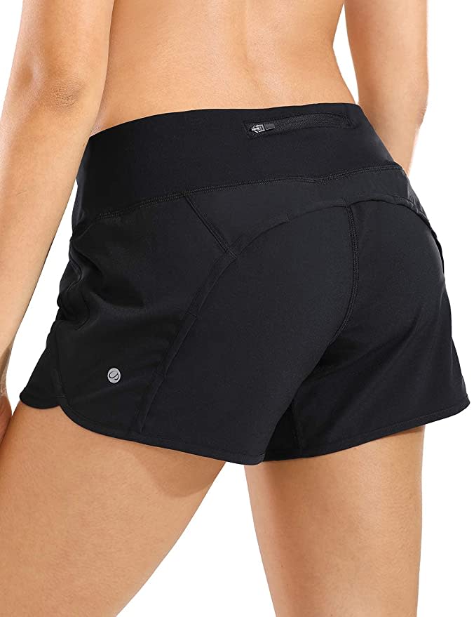 CRZ Yoga Quick-Dry Athletic Sports Running Workout Shorts with Zip Pocket - 4 Inches