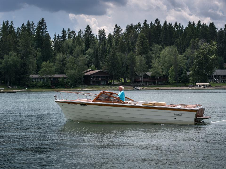 A boat out on Flathead Lake
